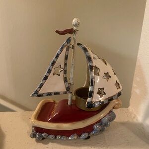 Heather Goldminc Clay Works Sailboat Tea Light Holder. Dreamer.